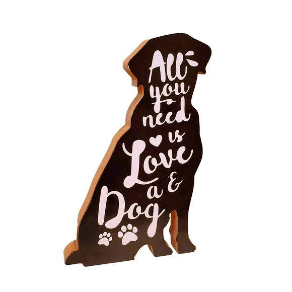 Green Brier Other - Dog Lover Wooden Plaque, All you need is Love and a Dog, Puppy Wood Art Decor